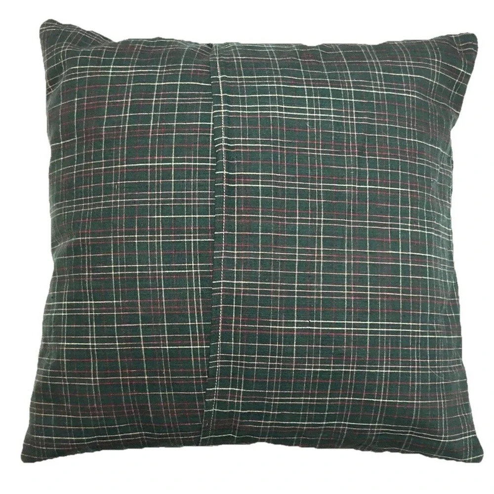 Pillow Christmas Holly Patchwork Handmade Open Back Cover Green Red 12